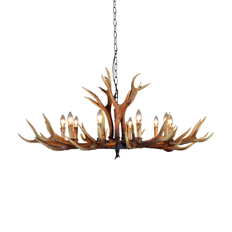 6/8/10 Lights Resin Chandelier Lamp Farmhouse Brown Deer Antler Kitchen Down Lighting Pendant Clearhalo 'Ceiling Lights' 'Chandeliers' Lighting' options 233192