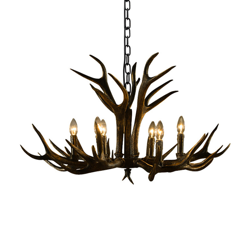 Black Candle Pendant Chandelier Rural Resin 6/8/10 Heads Restaurant Hanging Ceiling Light Clearhalo 'Ceiling Lights' 'Chandeliers' Lighting' options 233205