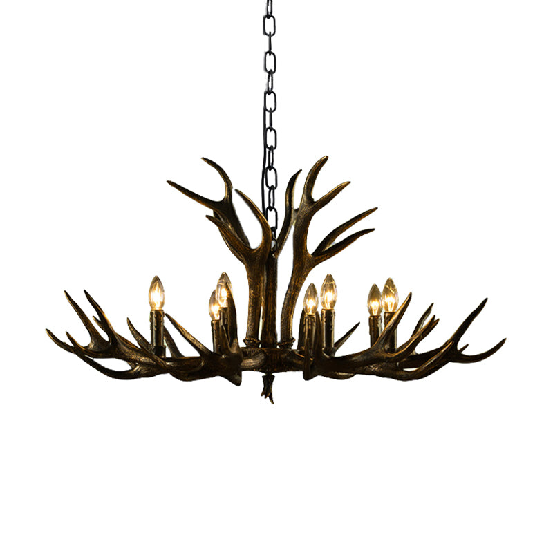 Black Candle Pendant Chandelier Rural Resin 6/8/10 Heads Restaurant Hanging Ceiling Light Clearhalo 'Ceiling Lights' 'Chandeliers' Lighting' options 233209