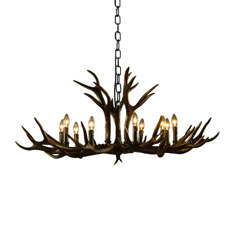 Black Candle Pendant Chandelier Rural Resin 6/8/10 Heads Restaurant Hanging Ceiling Light Clearhalo 'Ceiling Lights' 'Chandeliers' Lighting' options 233213