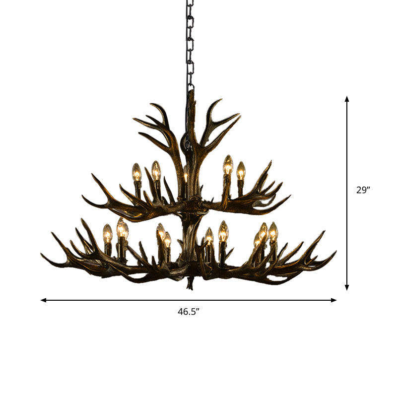 Black Candle Pendant Chandelier Rural Resin 6/8/10 Heads Restaurant Hanging Ceiling Light Clearhalo 'Ceiling Lights' 'Chandeliers' Lighting' options 233218