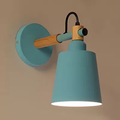 One Light Bucket Wall Light Rotatable Nordic Style Metal Sconce Light for Living Room Blue Clearhalo 'Wall Lamps & Sconces' 'Wall Lights' Lighting' 23322