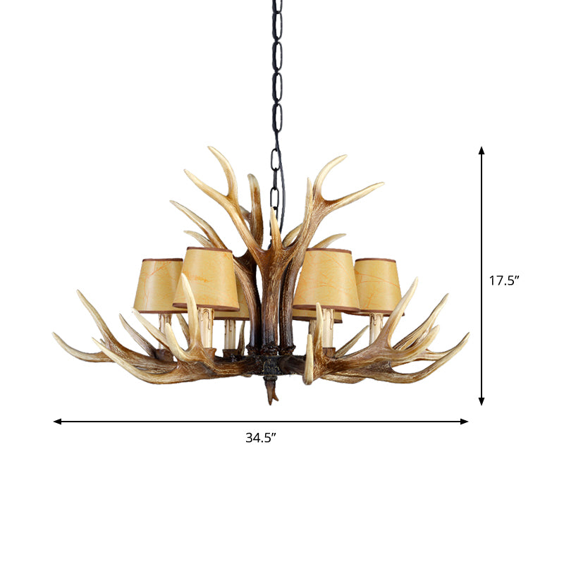 Rustic Conical Hanging Pendant 6/8/10 Lights Resin Ceiling Chandelier in Light Brown for Restaurant Clearhalo 'Ceiling Lights' 'Chandeliers' Lighting' options 233239