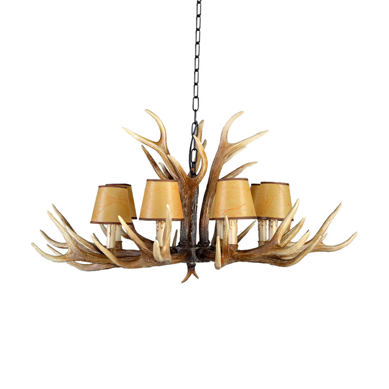 Rustic Conical Hanging Pendant 6/8/10 Lights Resin Ceiling Chandelier in Light Brown for Restaurant Clearhalo 'Ceiling Lights' 'Chandeliers' Lighting' options 233242