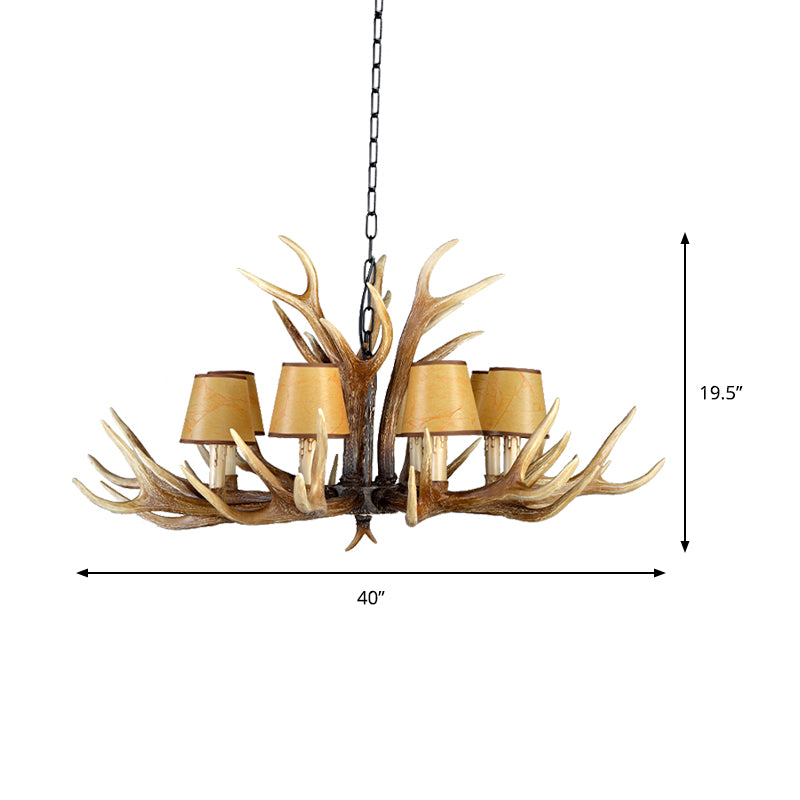 Rustic Conical Hanging Pendant 6/8/10 Lights Resin Ceiling Chandelier in Light Brown for Restaurant Clearhalo 'Ceiling Lights' 'Chandeliers' Lighting' options 233243