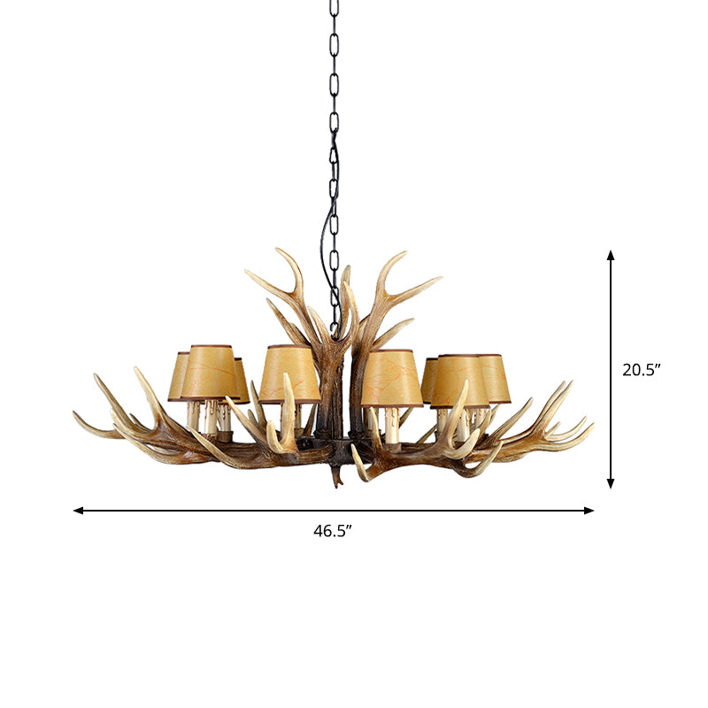 Rustic Conical Hanging Pendant 6/8/10 Lights Resin Ceiling Chandelier in Light Brown for Restaurant Clearhalo 'Ceiling Lights' 'Chandeliers' Lighting' options 233247