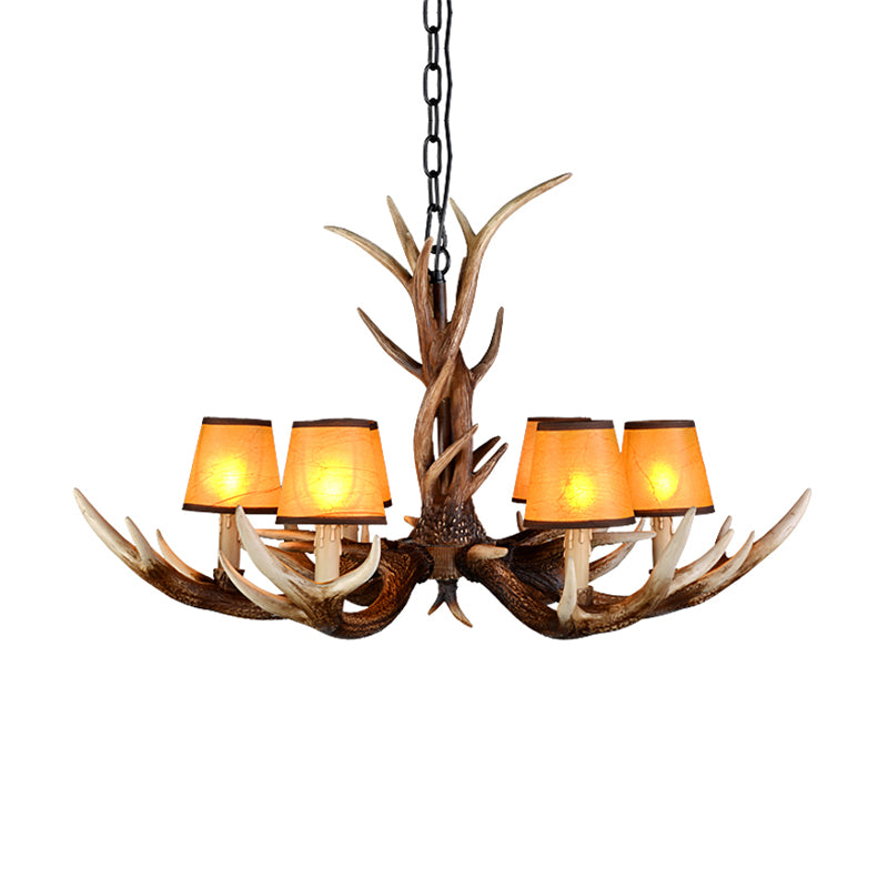 Cone Resin Ceiling Lamp Traditional 6/8/10-Head Living Room Chandelier Pendant Light with Adjustable Chain in Brown Clearhalo 'Ceiling Lights' 'Chandeliers' Lighting' options 233272