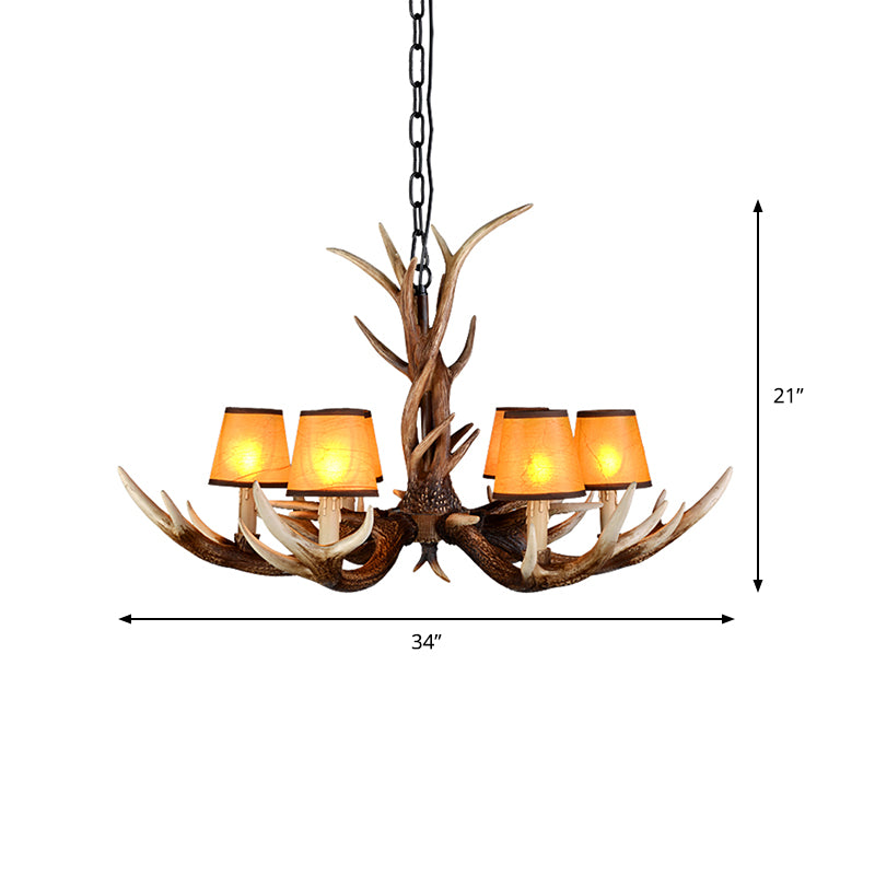 Cone Resin Ceiling Lamp Traditional 6/8/10-Head Living Room Chandelier Pendant Light with Adjustable Chain in Brown Clearhalo 'Ceiling Lights' 'Chandeliers' Lighting' options 233273