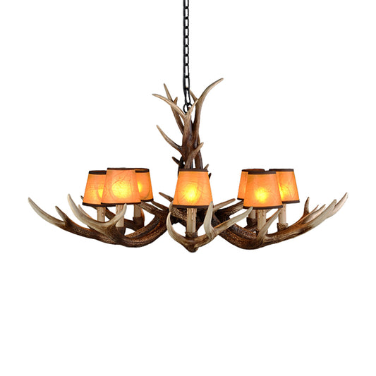 Cone Resin Ceiling Lamp Traditional 6/8/10-Head Living Room Chandelier Pendant Light with Adjustable Chain in Brown Clearhalo 'Ceiling Lights' 'Chandeliers' Lighting' options 233276