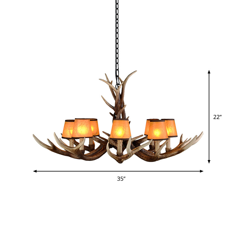 Cone Resin Ceiling Lamp Traditional 6/8/10-Head Living Room Chandelier Pendant Light with Adjustable Chain in Brown Clearhalo 'Ceiling Lights' 'Chandeliers' Lighting' options 233277