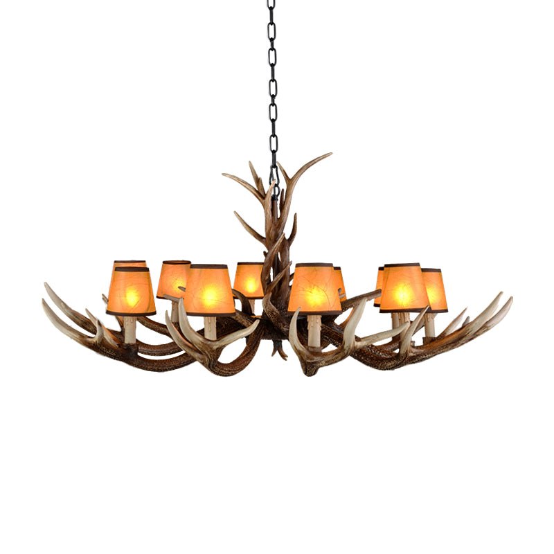 Cone Resin Ceiling Lamp Traditional 6/8/10-Head Living Room Chandelier Pendant Light with Adjustable Chain in Brown Clearhalo 'Ceiling Lights' 'Chandeliers' Lighting' options 233280