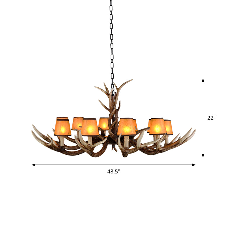 Cone Resin Ceiling Lamp Traditional 6/8/10-Head Living Room Chandelier Pendant Light with Adjustable Chain in Brown Clearhalo 'Ceiling Lights' 'Chandeliers' Lighting' options 233281