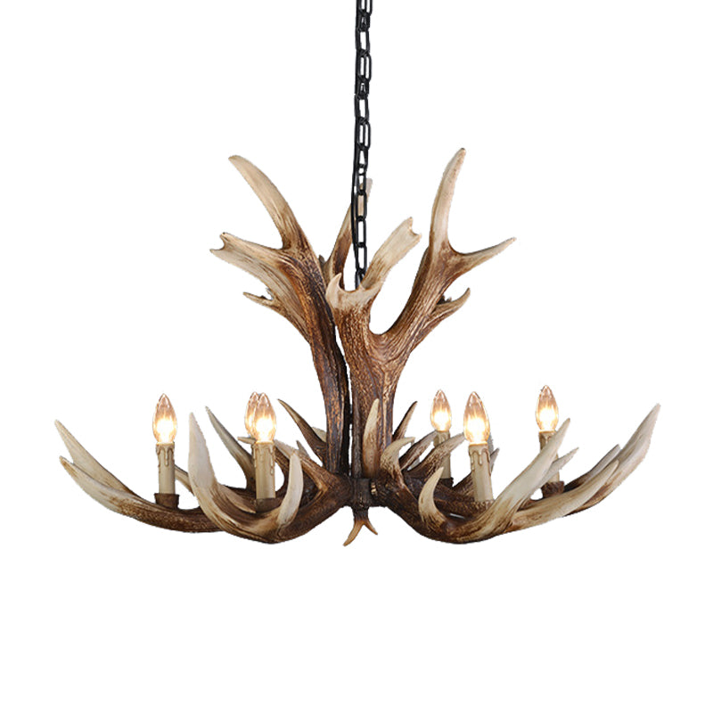 Light Brown 6/8/10 Lights Chandelier Lighting Rustic Resin Candelabra Pendant Lamp for Bedroom Clearhalo 'Ceiling Lights' 'Chandeliers' Lighting' options 233285