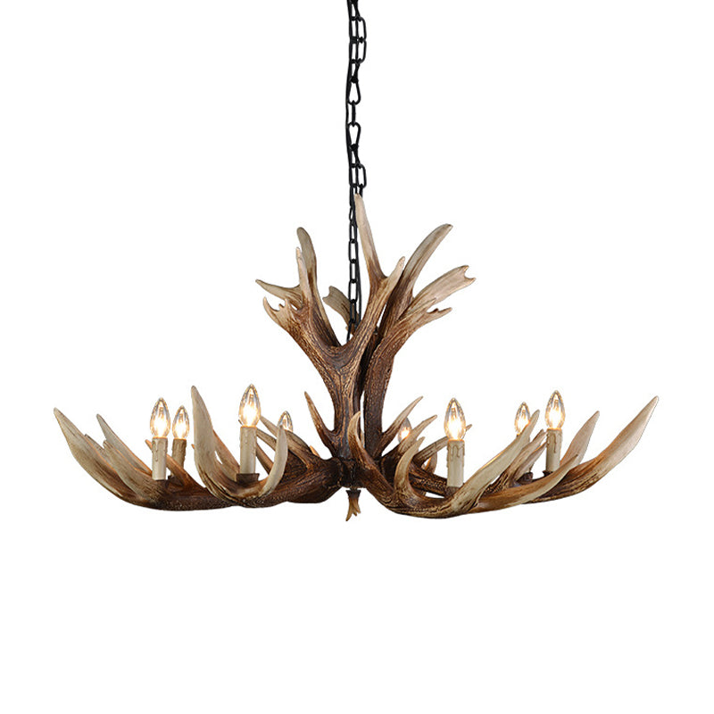 Light Brown 6/8/10 Lights Chandelier Lighting Rustic Resin Candelabra Pendant Lamp for Bedroom Clearhalo 'Ceiling Lights' 'Chandeliers' Lighting' options 233289