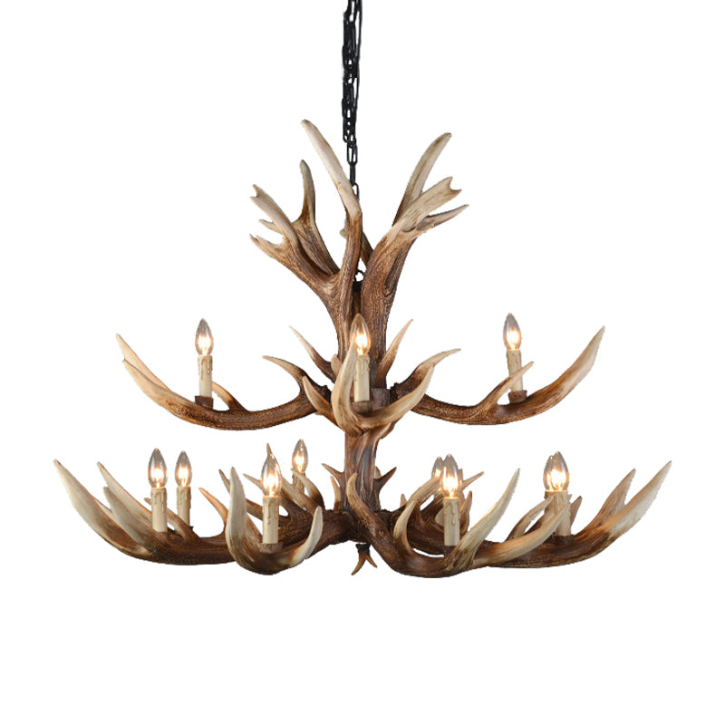 Light Brown 6/8/10 Lights Chandelier Lighting Rustic Resin Candelabra Pendant Lamp for Bedroom Clearhalo 'Ceiling Lights' 'Chandeliers' Lighting' options 233297