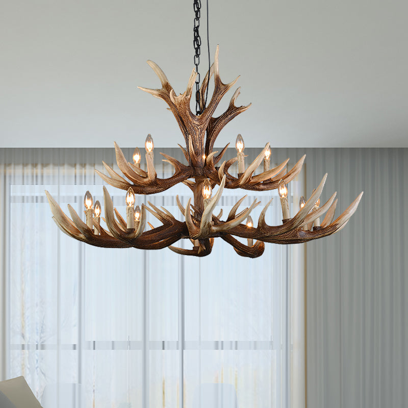 Light Brown 6/8/10 Lights Chandelier Lighting Rustic Resin Candelabra Pendant Lamp for Bedroom Clearhalo 'Ceiling Lights' 'Chandeliers' Lighting' options 233299