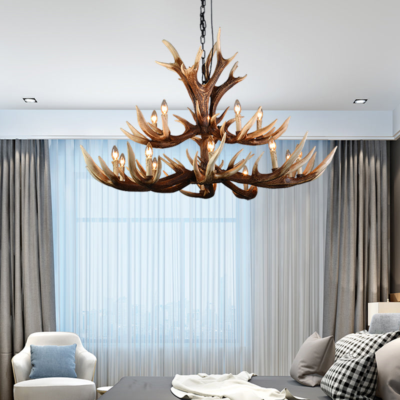 Light Brown 6/8/10 Lights Chandelier Lighting Rustic Resin Candelabra Pendant Lamp for Bedroom Clearhalo 'Ceiling Lights' 'Chandeliers' Lighting' options 233300