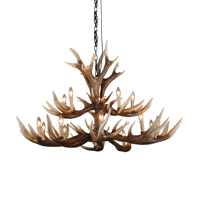 Light Brown 6/8/10 Lights Chandelier Lighting Rustic Resin Candelabra Pendant Lamp for Bedroom Clearhalo 'Ceiling Lights' 'Chandeliers' Lighting' options 233301