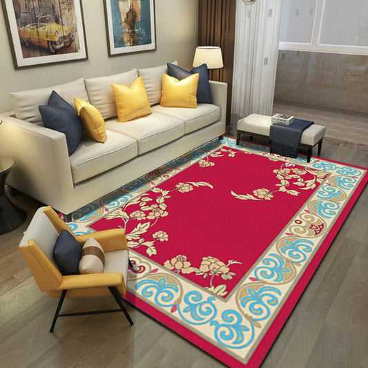 Multi Color Chinoiserie Rug Polyster Flower Printed Indoor Rug Non-Slip Backing Pet Friendly Area Carpet for Parlor Clearhalo 'Area Rug' 'Rug' 2333074