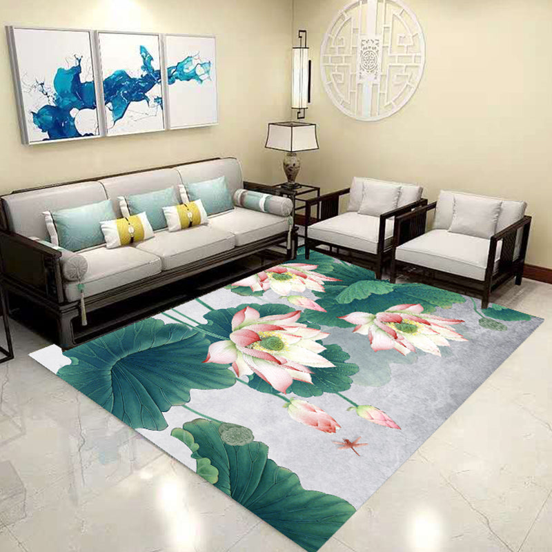 Multi Color Chinese Rug Polypropylene Flower Printed Indoor Rug Non-Slip Backing Pet Friendly Easy Care Carpet for Living Room Clearhalo 'Area Rug' 'Rug' 2333122