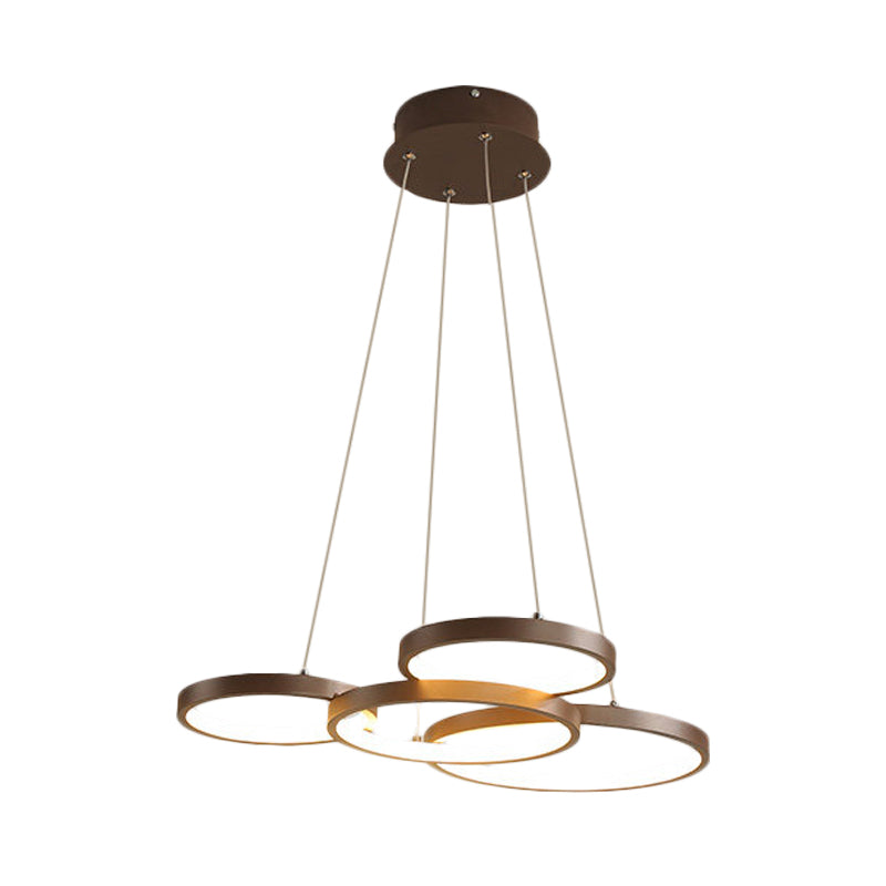 Coffee Circular Chandelier Light Modernist 3/4/5 Lights Acrylic Led Hanging Light Fixture in White/Warm Light Clearhalo 'Ceiling Lights' 'Chandeliers' 'Modern Chandeliers' 'Modern' Lighting' 233342