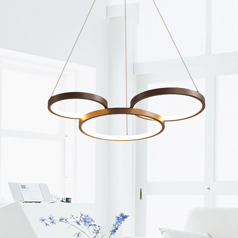 Coffee Circular Chandelier Light Modernist 3/4/5 Lights Acrylic Led Hanging Light Fixture in White/Warm Light Clearhalo 'Ceiling Lights' 'Chandeliers' 'Modern Chandeliers' 'Modern' Lighting' 233345