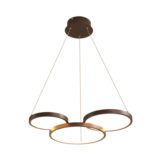 Coffee Circular Chandelier Light Modernist 3/4/5 Lights Acrylic Led Hanging Light Fixture in White/Warm Light Clearhalo 'Ceiling Lights' 'Chandeliers' 'Modern Chandeliers' 'Modern' Lighting' 233346