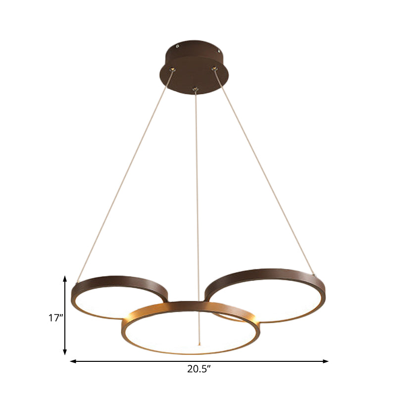 Coffee Circular Chandelier Light Modernist 3/4/5 Lights Acrylic Led Hanging Light Fixture in White/Warm Light Clearhalo 'Ceiling Lights' 'Chandeliers' 'Modern Chandeliers' 'Modern' Lighting' 233347