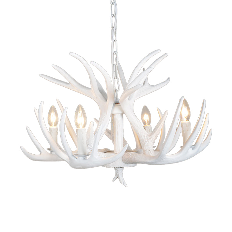 4/6/9 Lights Chandelier Lighting Fixture Rural Candle Resin Ceiling Suspension Lamp in White for Restaurant Clearhalo 'Ceiling Lights' 'Chandeliers' Lighting' options 233350