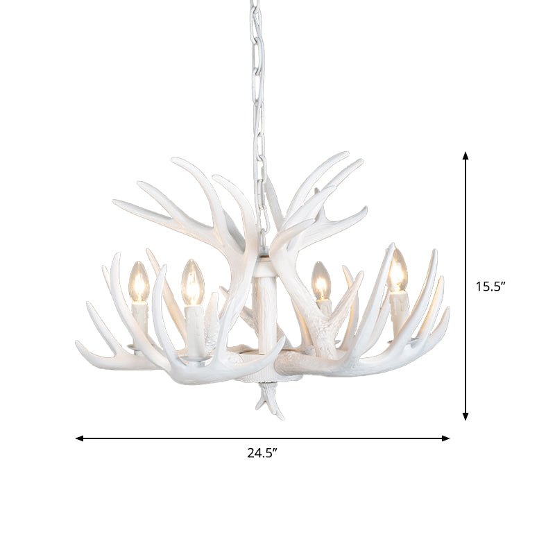 4/6/9 Lights Chandelier Lighting Fixture Rural Candle Resin Ceiling Suspension Lamp in White for Restaurant Clearhalo 'Ceiling Lights' 'Chandeliers' Lighting' options 233351