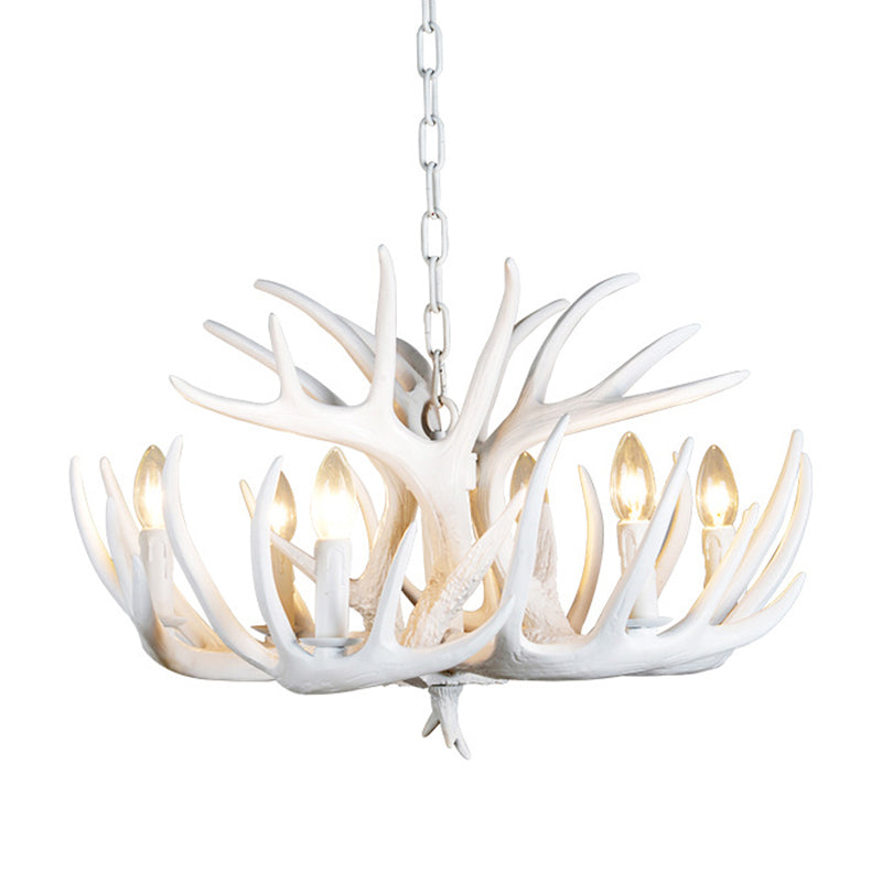 4/6/9 Lights Chandelier Lighting Fixture Rural Candle Resin Ceiling Suspension Lamp in White for Restaurant Clearhalo 'Ceiling Lights' 'Chandeliers' Lighting' options 233353