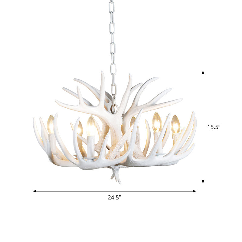 4/6/9 Lights Chandelier Lighting Fixture Rural Candle Resin Ceiling Suspension Lamp in White for Restaurant Clearhalo 'Ceiling Lights' 'Chandeliers' Lighting' options 233354