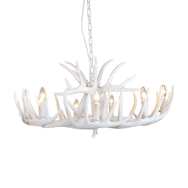 4/6/9 Lights Chandelier Lighting Fixture Rural Candle Resin Ceiling Suspension Lamp in White for Restaurant Clearhalo 'Ceiling Lights' 'Chandeliers' Lighting' options 233356