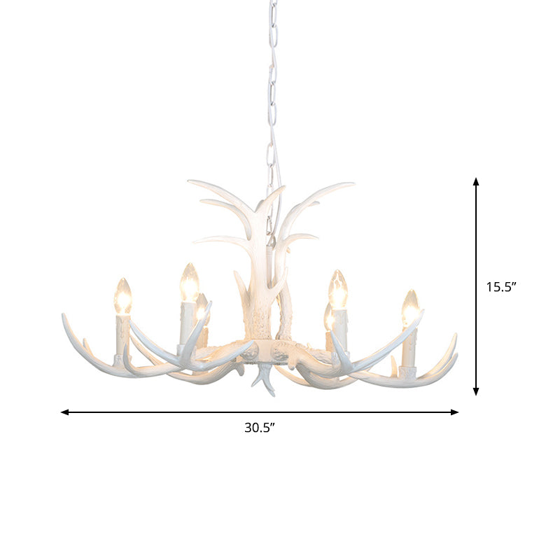 White Candle Shape Pendant Chandelier Rustic Resin 4/6/8-Head Bedroom Hanging Ceiling Light Clearhalo 'Ceiling Lights' 'Chandeliers' Lighting' options 233381