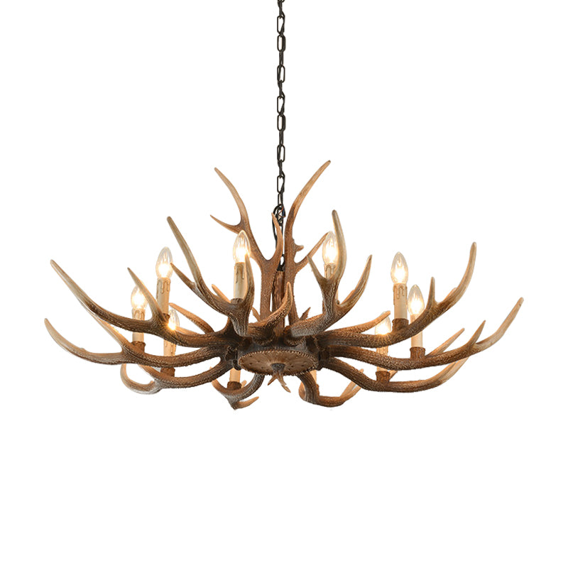 Resin Brown Hanging Chandelier Candelabra 4/6/8-Bulb Traditional Suspension Light for Living Room Clearhalo 'Ceiling Lights' 'Chandeliers' Lighting' options 233400