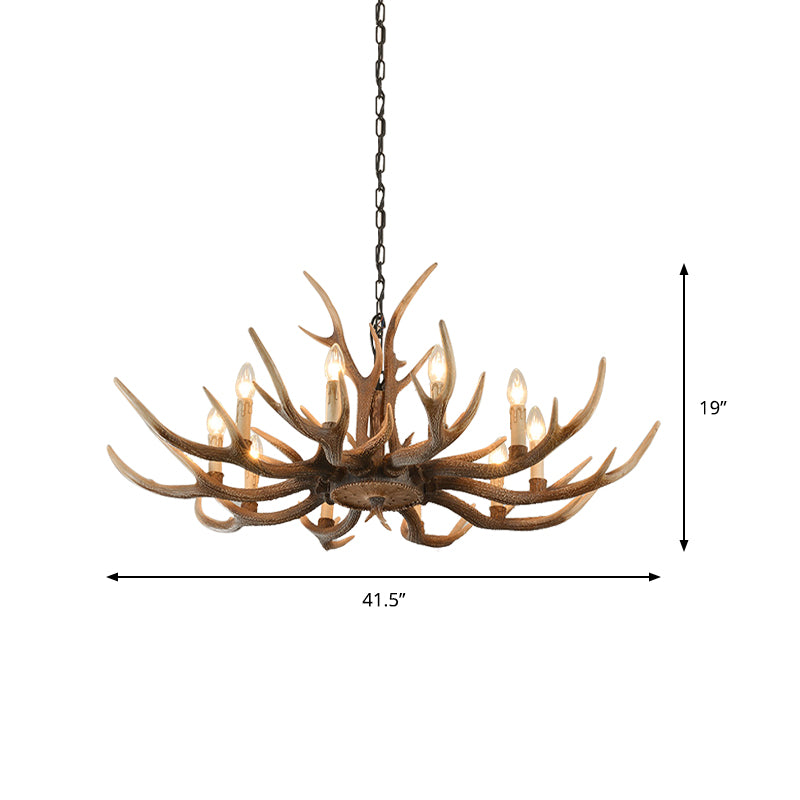 Resin Brown Hanging Chandelier Candelabra 4/6/8-Bulb Traditional Suspension Light for Living Room Clearhalo 'Ceiling Lights' 'Chandeliers' Lighting' options 233401