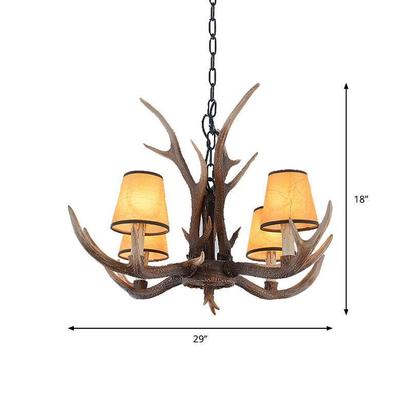 4/6/8-Light Conical Chandelier Light Traditional Brown Resin Suspension Pendant for Kitchen Island Clearhalo 'Ceiling Lights' 'Chandeliers' Lighting' options 233421