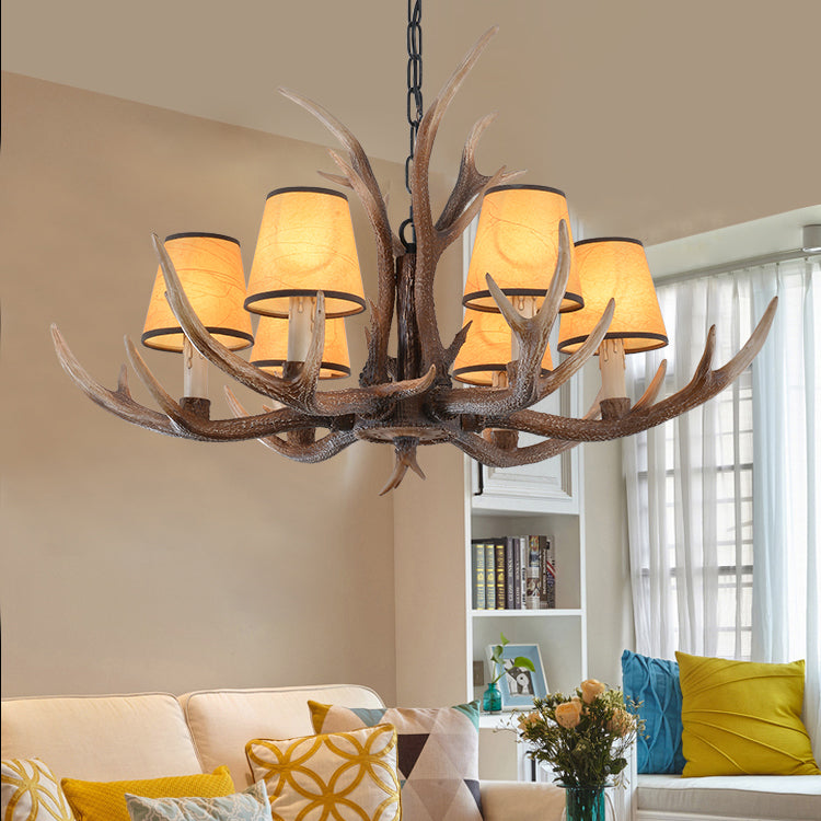 4/6/8-Light Conical Chandelier Light Traditional Brown Resin Suspension Pendant for Kitchen Island Clearhalo 'Ceiling Lights' 'Chandeliers' Lighting' options 233423