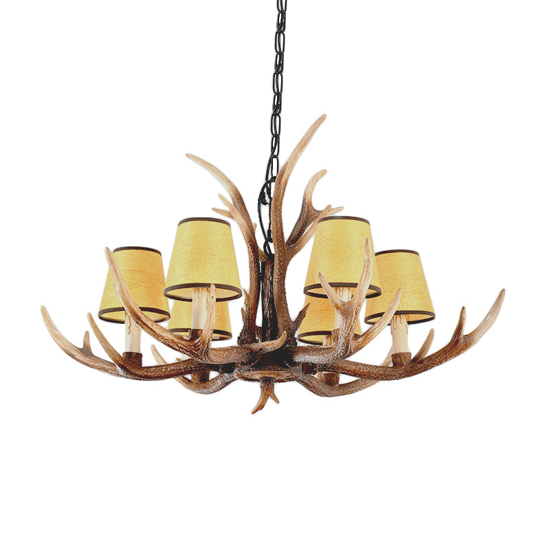 4/6/8-Light Conical Chandelier Light Traditional Brown Resin Suspension Pendant for Kitchen Island Clearhalo 'Ceiling Lights' 'Chandeliers' Lighting' options 233424