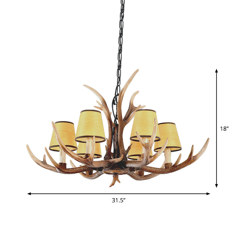 4/6/8-Light Conical Chandelier Light Traditional Brown Resin Suspension Pendant for Kitchen Island Clearhalo 'Ceiling Lights' 'Chandeliers' Lighting' options 233425