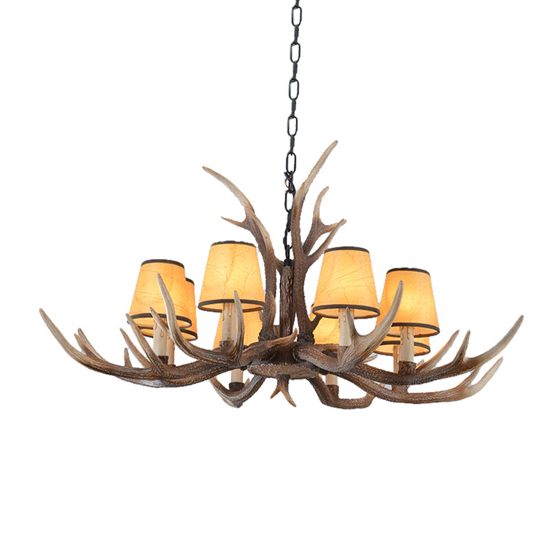 4/6/8-Light Conical Chandelier Light Traditional Brown Resin Suspension Pendant for Kitchen Island Clearhalo 'Ceiling Lights' 'Chandeliers' Lighting' options 233428