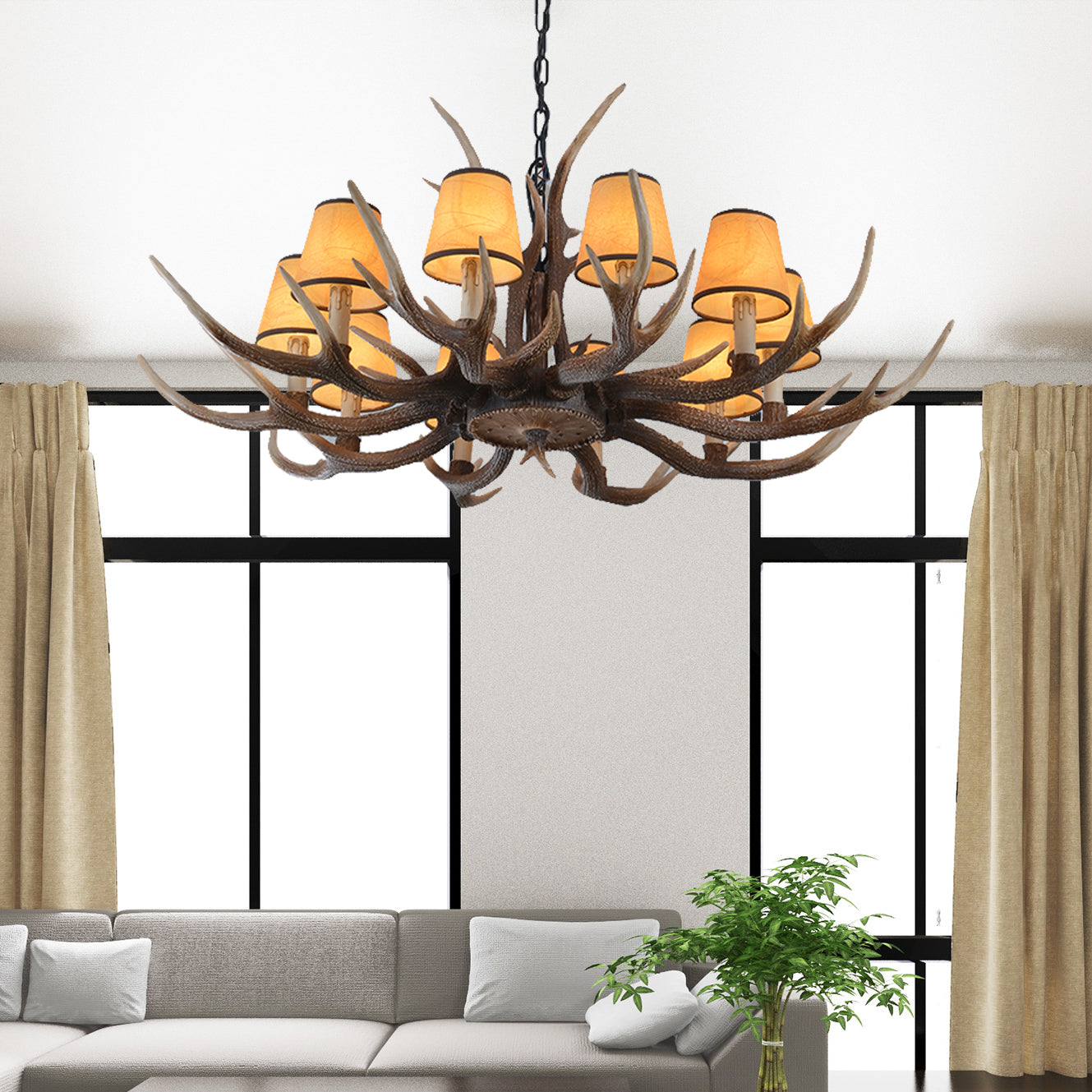 4/6/8-Light Conical Chandelier Light Traditional Brown Resin Suspension Pendant for Kitchen Island Clearhalo 'Ceiling Lights' 'Chandeliers' Lighting' options 233431