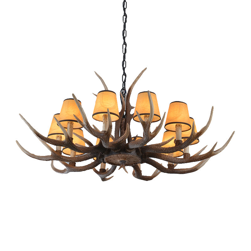 4/6/8-Light Conical Chandelier Light Traditional Brown Resin Suspension Pendant for Kitchen Island Clearhalo 'Ceiling Lights' 'Chandeliers' Lighting' options 233432