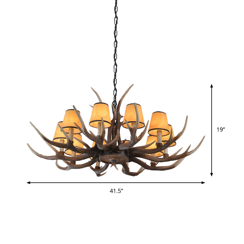 4/6/8-Light Conical Chandelier Light Traditional Brown Resin Suspension Pendant for Kitchen Island Clearhalo 'Ceiling Lights' 'Chandeliers' Lighting' options 233433