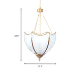 Brass Dome Chandelier Lamp Retro 5 Heads White Glass Ceiling Pendant Light for Living Room Clearhalo 'Ceiling Lights' 'Chandeliers' 'Glass shade' 'Glass' Lighting' 233454