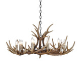 Brown 4/6/8 Heads Chandelier Lighting Rustic Resin Candle Suspension Lamp with Antler for Dining Room Clearhalo 'Ceiling Lights' 'Chandeliers' Lighting' options 233470