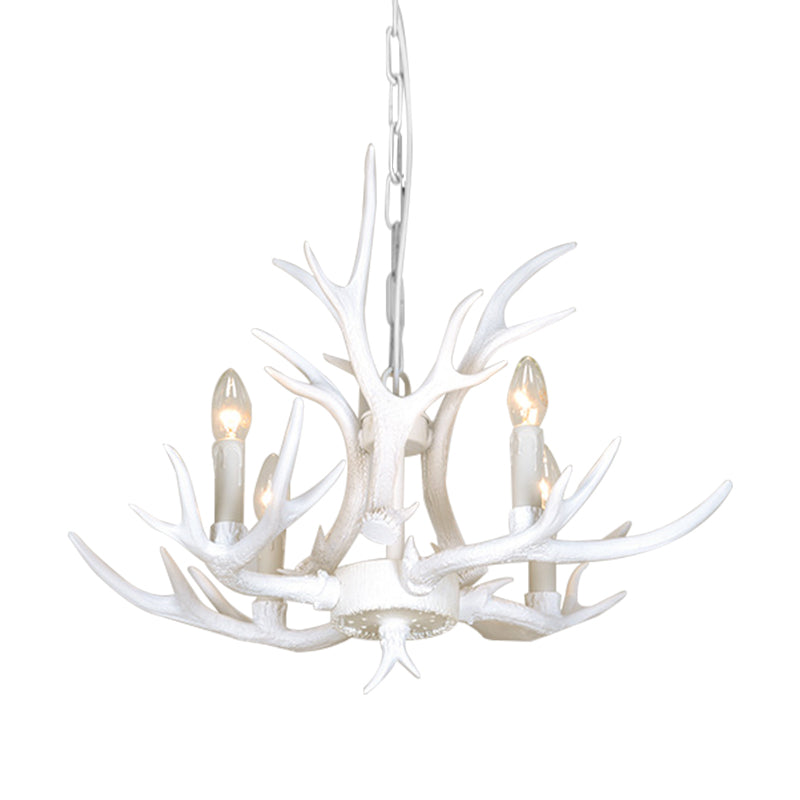 Resin Candelabra Chandelier Lamp Farmhouse 4/6/8-Head Living Room Pendant Ceiling Light in White Clearhalo 'Ceiling Lights' 'Chandeliers' Lighting' options 233494