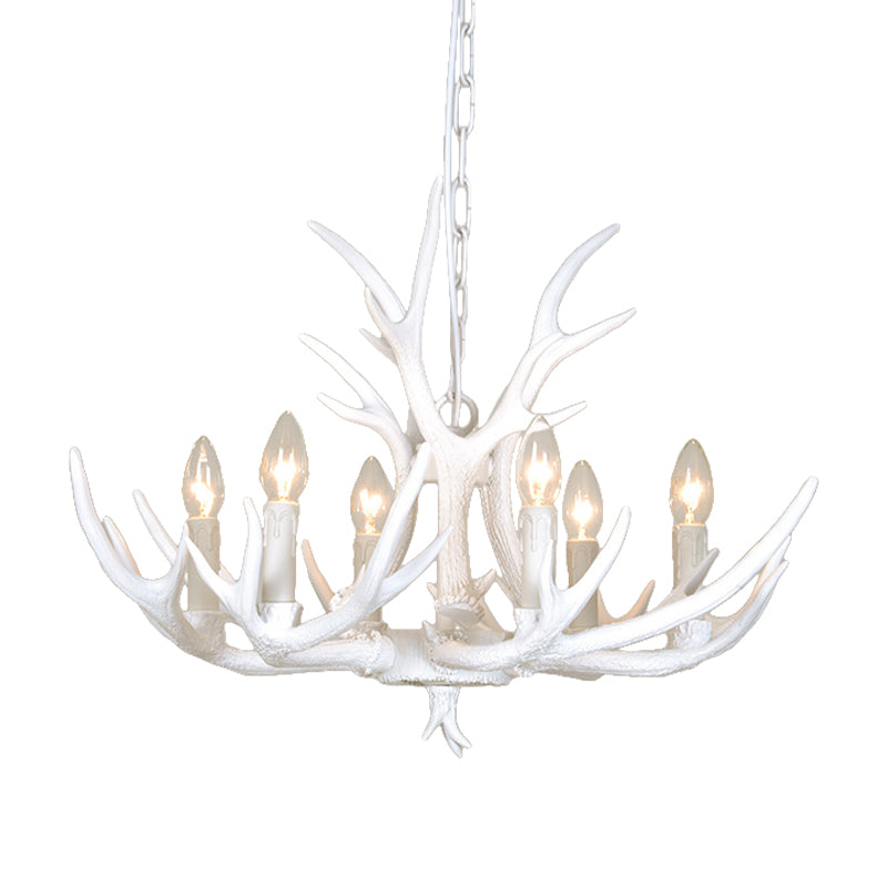 Resin Candelabra Chandelier Lamp Farmhouse 4/6/8-Head Living Room Pendant Ceiling Light in White Clearhalo 'Ceiling Lights' 'Chandeliers' Lighting' options 233498