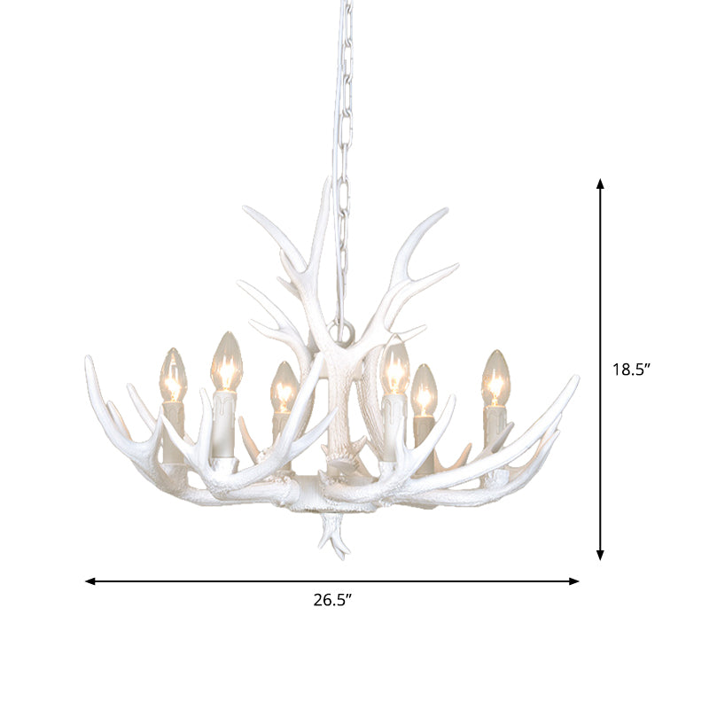 Resin Candelabra Chandelier Lamp Farmhouse 4/6/8-Head Living Room Pendant Ceiling Light in White Clearhalo 'Ceiling Lights' 'Chandeliers' Lighting' options 233499