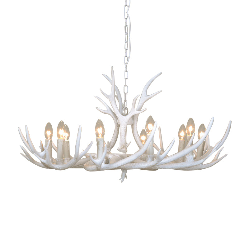 Resin Candelabra Chandelier Lamp Farmhouse 4/6/8-Head Living Room Pendant Ceiling Light in White Clearhalo 'Ceiling Lights' 'Chandeliers' Lighting' options 233506